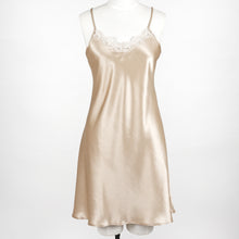Load image into Gallery viewer, Carmen Kirstein 100%Silk Lace Slip Chemise Nightie. Made in New Zealand