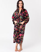Load image into Gallery viewer, Velvet Paradise Robe Dressing Gown in Black 1 left
