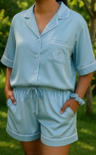 Load image into Gallery viewer, Bamboo Short Summer pj Pyjama Set in Skyblue or Buttercream Yellow