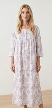 Load image into Gallery viewer, AL/ND-613 Alice &amp; Lily Long Sleeve cotton full length lilac floral winter nightie with swiss dot &amp; lace yoke.