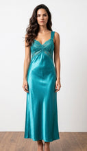 Load image into Gallery viewer, Satin Chemise Nightgown With Lace in Navy or Spearmint Green 610NGS Essence