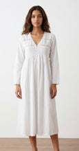 Load image into Gallery viewer, AL/ND-511 WHT Alice &amp; Lily cotton full length winter nightie with smocked yoke and laced hem and long sleeve white