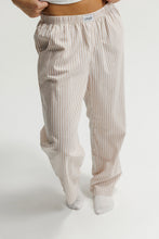 Load image into Gallery viewer, The Goodnight Society Sand and White Stripes Shirt and Pants Pyjama set 100% Cotton