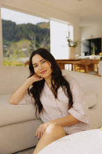 Load image into Gallery viewer, The Goodnight Society Sand and White Stripes Shirt and Pants Pyjama set 100% Cotton