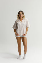 Load image into Gallery viewer, The Goodnight Society Sand and White Stripes Shirt and Pants Pyjama set 100% Cotton