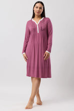 Load image into Gallery viewer, Yuu Bordeaux Tulip Ruffle Long Sleeve Winter Nightie Y326T6
