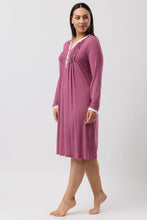 Load image into Gallery viewer, Yuu Bordeaux Tulip Ruffle Long Sleeve Winter Nightie Y326T6