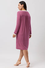 Load image into Gallery viewer, Yuu Bordeaux Tulip Ruffle Long Sleeve Winter Nightie Y326T6