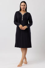Load image into Gallery viewer, Yuu Leopard Ruffle Long Sleeve Nightie in Black Y333L6