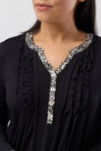 Load image into Gallery viewer, Yuu Leopard Ruffle Long Sleeve Nightie in Black Y333L6