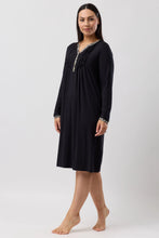 Load image into Gallery viewer, Yuu Leopard Ruffle Long Sleeve Nightie in Black Y333L6