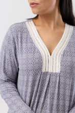 Load image into Gallery viewer, Yuu Casablanca Soft Comfortable Long Sleeve Nightie in Bluestone Y320C6