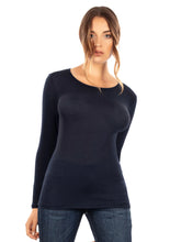 Load image into Gallery viewer, Modal Cashmere in Black Wide Neck Long Sleeve Top 5259