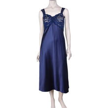 Load image into Gallery viewer, Satin Chemise Nightgown With Lace in Navy or Spearmint Green 610NGS Essence