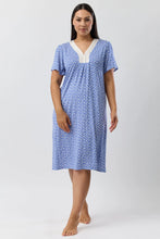 Load image into Gallery viewer, Yuu Blue Aztec Short Sleeved Nightie Y343A - last one in Medium