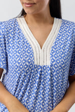 Load image into Gallery viewer, Yuu Blue Aztec Short Sleeved Nightie Y343A - last one in Medium