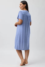 Load image into Gallery viewer, Yuu Blue Aztec Short Sleeved Nightie Y343A - last one in Medium